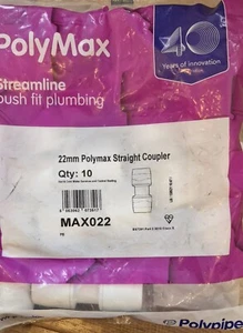 10 No. PolyMax 22mm Straight Couplings    MAX022 - Picture 1 of 2