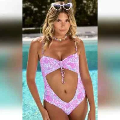 Nuevo con etiquetas Beach Bunny Mujer’s Liz Skimpy Rosa Púrpura Floral Una Pieza - Grande Nuevo con Etiquetas $195 Foto 1 de 4