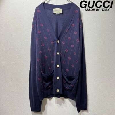 GUCCI GG High Quality Interlocking Wool Cardigan Navy S - Image 1 of 4