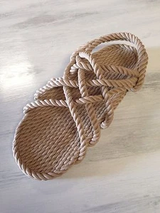 Rope Sandals Beige Men's Size 11 Medium Width Vegan - Picture 1 of 1