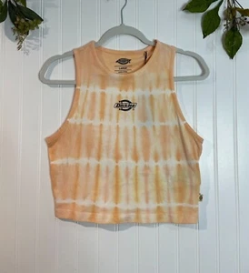 Dickies Womens Tie-Dye Cropped Tank Top Large Orange/White - Picture 1 of 13