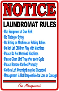 Notice Laundromat Rules Sign English or Spanish - Picture 1 of 3