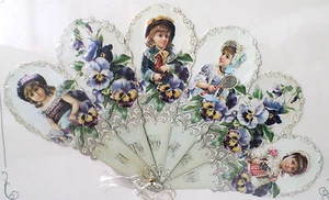 Vintage inspirierte Valentinstag Papier Fan Grußkarte Mein Herz Geschenk Kinder Neu - Bild 1 von 4