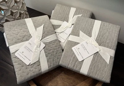 3 Fundas Pottery Barn BOHO Melange Algodón Artesanal Acolchado Euro Eucalipto NUEVO Foto 1 de 4