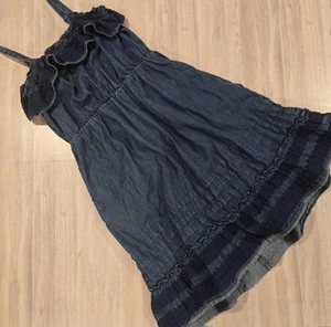 GAP KIDS GIRLS BLUE DENIM DRESS W /RUFFLES - SZ LARGE - Picture 1 of 10