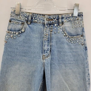 The Kooples Jeans Womens 25 Mily Relaxed High Waist Ankle Studded Skulls Rocker - Picture 1 of 13