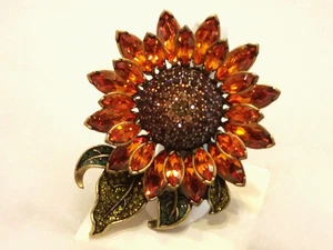 HEIDI DAUS "Sunflower" (Autumn Colors/Early Design/Highly 3-Dimensional) Pin - Picture 1 of 11