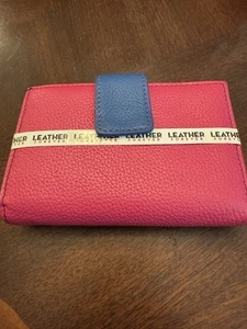 Kim Rogers Genuine Leather Pink & Blue Kisslock Wallet - Picture 1 of 4