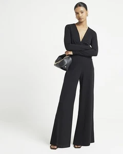 River Island Womens Black Polyester Jumpsuit Size 12 - Picture 1 of 11