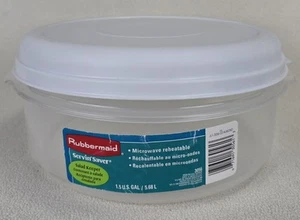 Guardador de ensaladas vintage RUBBERMAID Servin #5 tapa de contenedor redonda blanca 1995 - Imagen 1 de 9