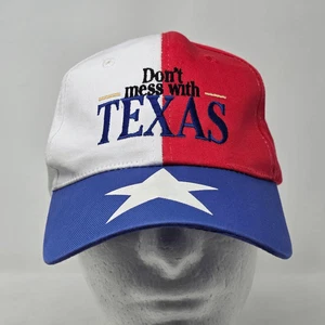 VINTAGE DON'T MESS WITH TEXAS STAR RED WHITE BLUE PATRIOT HAT CAP SNAPBACK - Picture 1 of 6