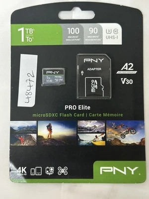 Brand New PNY 1TB PRO Elite Class 10 U3 V30 4K microSDXC Flash Memory Ca (48472) - Image 1 of 3