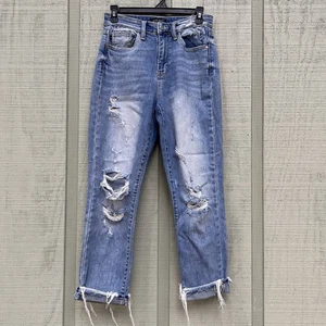 Judy Blue Jeans Distressed Size 5/27 Cuffed Or Straight Fit Relaxed Women’s - Picture 1 of 22