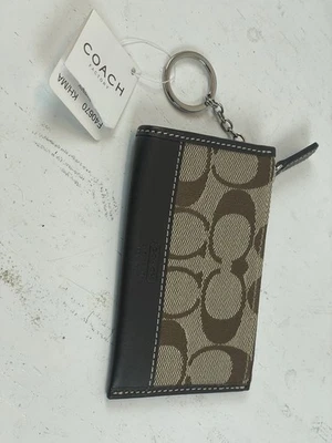 ¡Nuevo! Coach F40670 Caqui Mini Cartera Ajustada/Moneda Llave Tarjeta de Crédito Identificación Insignia ¡Portatarjetas! Foto 1 de 4
