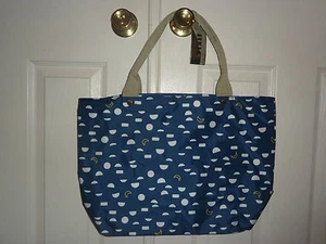 Totalmente Nuevo Bolso de Mano Goroso de Diseñador de Moda ~ Azul Marino con Puntos y Correa de Tela/Manija - Imagen 1 de 1
