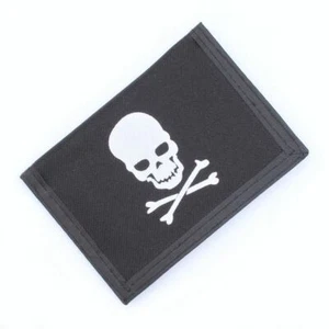 Boys Girls Kids Black and White Skull and Crossbones Tri Fold Wallet - Brand New - Picture 1 of 4