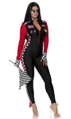 Sexy Forplay Shift Gears Racer Black & Red Jumpsuit Costume 552960 - Image 1 of 4