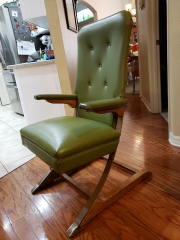 MCM Avocado Green Vinyl "Levitating" Spring Rocker Style of McKay & Rock-A-Chair Cover