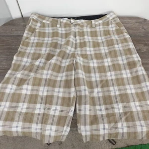 HURLEY FLAT FRONT PLAID CHECK SHORTS MENS SIZE 33 - Picture 1 of 8