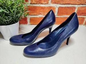 JONES BOOTMAKER NAVY COURT SHOES UK 6 EU 39 LEATHER HIGH HEEL WOMENS CALLAHAN 2 - Picture 1 of 6