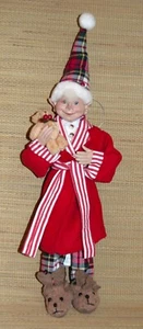 Raz Imports Poseable Christmas Elf Pajamas & Teddy Bear Reindeer Slippers # - Picture 1 of 2