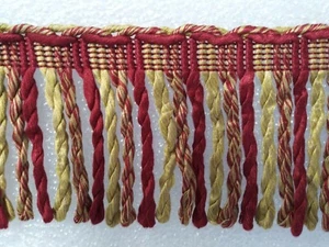 6 yards BULLION FRINGE  4" - WINE RED/GOLD - Upholstery C hair Sofa Fabric Trim  - Picture 1 of 1