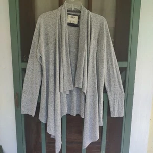CUPIO Gray Sweater Women's L Open Front Drape Cardigan Long Sleeve Waterfall - Picture 1 of 16