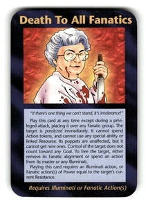 Death To All Fanatics Card INWO Illuminati New World Order Assassins Game 28/122 - Picture 1 of 4