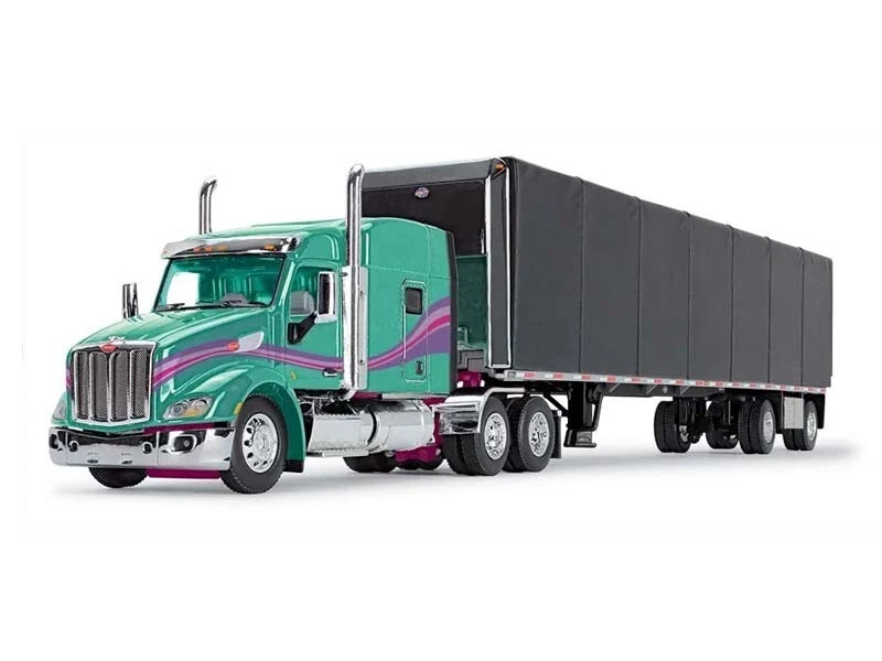Peterbilt 型号 579 带实用滚轮防水布拖车 1: 64 比例 - First Gear 60-1611 — 第 1/1 张图片