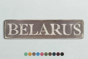 Weißrussland Vintage-Stil Holzschild. Shabby Chic Retro Heimgeschenk - Bild 1 von 2