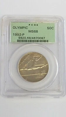1992 P  OLYMPIC 50C HALF DOLLAR MS68 PCGS - Image 1 of 3