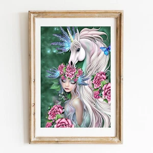 Impresión Unicornio y Hada, Regalo de Navidad, Decoración de Habitación, Marco Colgante de Pared NO Suministrado - Imagen 1 de 2