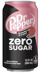 Fragole e crema Dr Pepper lattina 12 once nuova soda zero zucchero - Foto 1 di 1