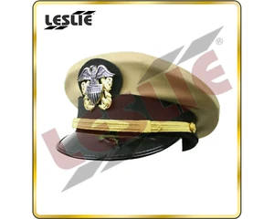 US Navy Officer Peaked Cap with Badge – Reproduction by Leslie - Picture 1 of 3