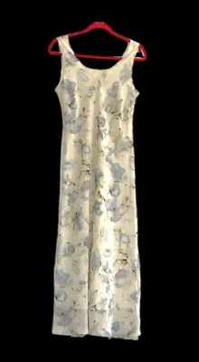 Mary McFadden Collection Dress Women’s Medium Beige Blue Floral Sleeveless EX - Image 1 of 2