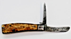 Antique Dual Blade Pocket knife Late 1800's Early 1900's Antler Handle! - Picture 1 of 4