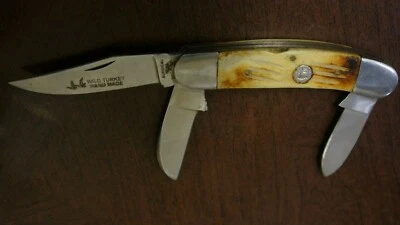 WILD TURKEY HAND MADE 3 BLADE POCKET KNIFE 3" BLADE PAKISTAN - Image 1 of 4