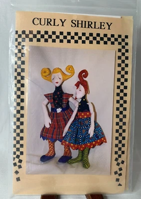 Cloth Doll Pattern Curly Shirley by Sally Lampi 15 inch & 13 inch New Old Stock - Image 1 of 4