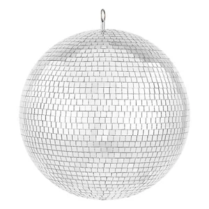 Mirror Disco Ball 16 In Silver Party Large Disco Ball with Hanging Ring - Picture 1 of 10