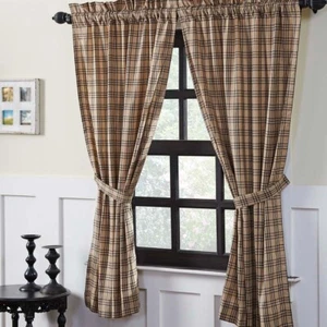 Sawyer Mill Charcoal Plaid Short Panel Curtains Country100% Cotton Plaid VHC - Picture 1 of 8