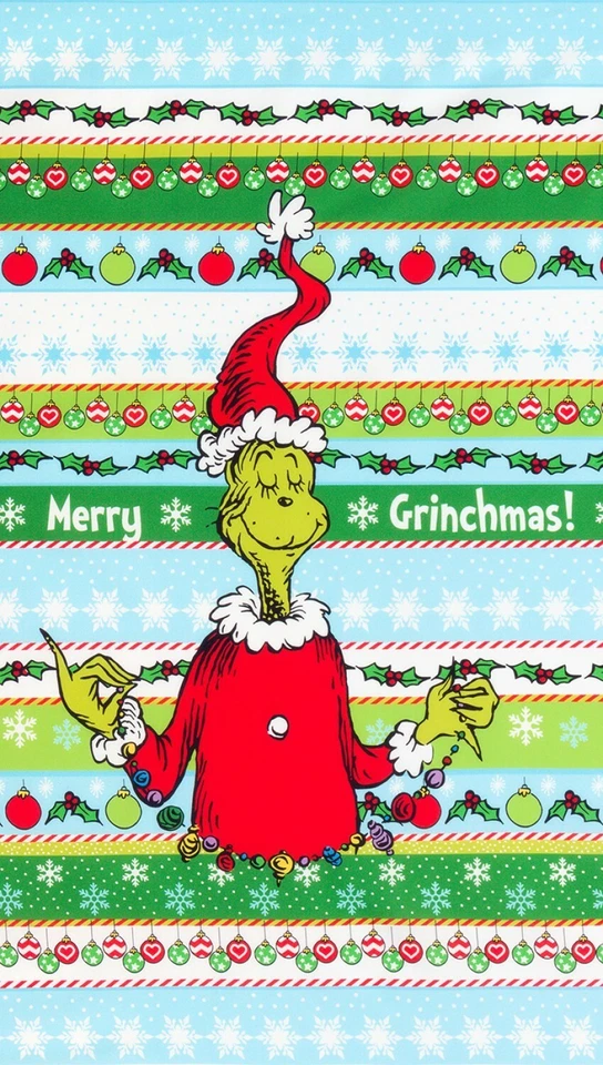 Holiday Seuss How The Grinch Stole Christmas Merry Grinchmas Panel Fabric - Image 1 of 1