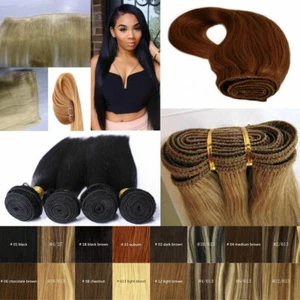Double Weft Hair Extensions Sew In Weave Brazilian Remy Human Hair Bundle 100gr - Picture 1 of 104