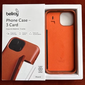 Bellroy 3 Card Terracota Leather iPhone 15 Case, BN - Photo 1 sur 2