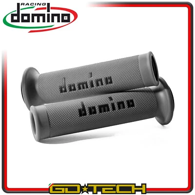 DOMINO TOMMASELLI MANOPOLE DOMINO A010 MOTO SCOOTER STRADALI Grigio Nero ON ROAD RACING Forate