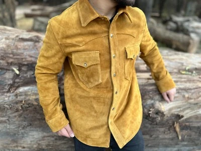 Men's 100% Real Suede Leather Trucker Jacket Premium Scully Shirt Western Wear - Image 1 of 3