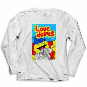 Love Doves EDM Acid House Music Techno Rave Ecstasy Mens Long Sleeve T Shirt - Picture 1 of 4