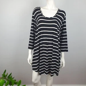 TS Taking Shape Plus Size L Tunic Top Blouse Black White Stripe Jersey Stretch - Bild 1 von 11