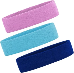 3er Pack Herren & Damen Schweißband Stirnband Frottee Feuchtigkeitstransport für Sport Te - Bild 1 von 12
