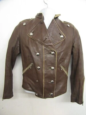 VINTAGE 20'S GERMAN CYCLIST LUFTWAFFE HALF BELT LEATHER JACKET SIZE XXS - Image 1 of 4
