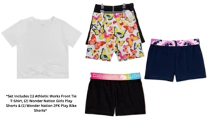 Athletic Works Wonder Nation Girls Lot 5 T-Shirt Top Shorts Set Sz L/10-12 NEW - Picture 1 of 13